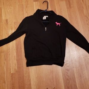 Pink half zip black sweater